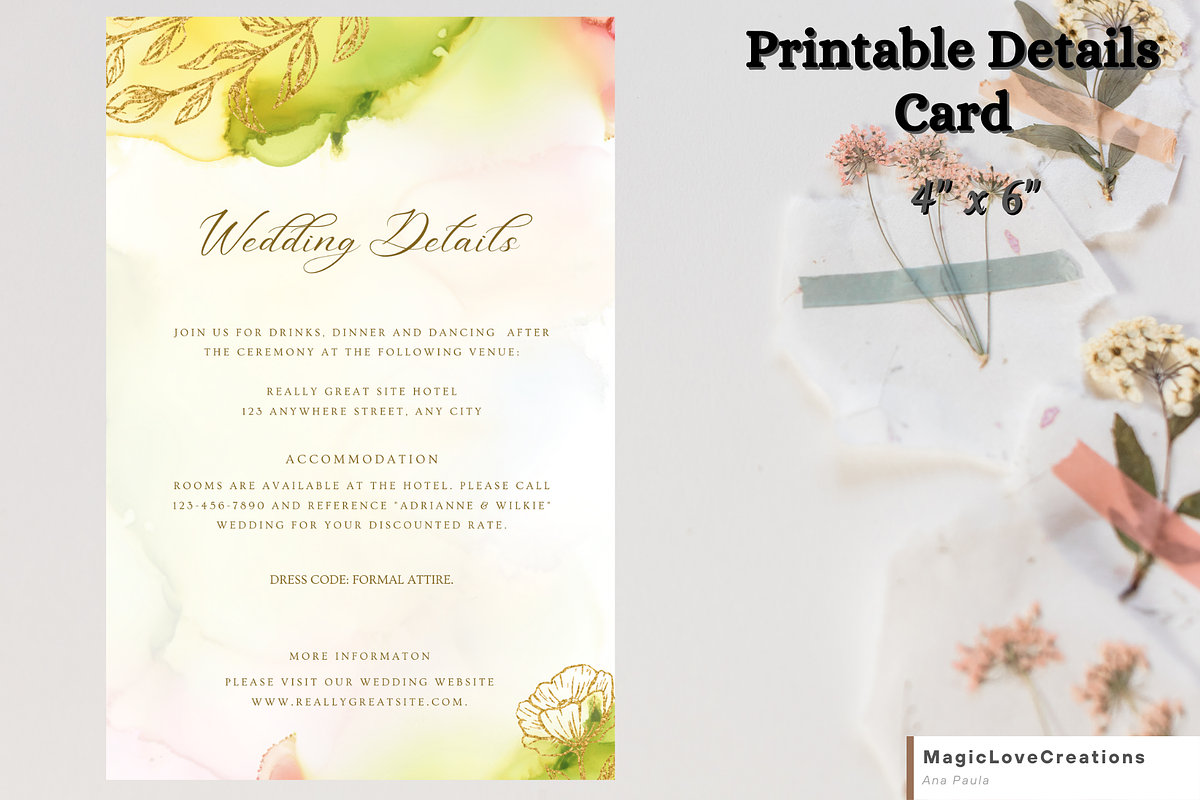 GOLDEN Minimal WEDDING INVITATION SE, an Invitation Template by MagicLove Creations (Photo 3 of 7)