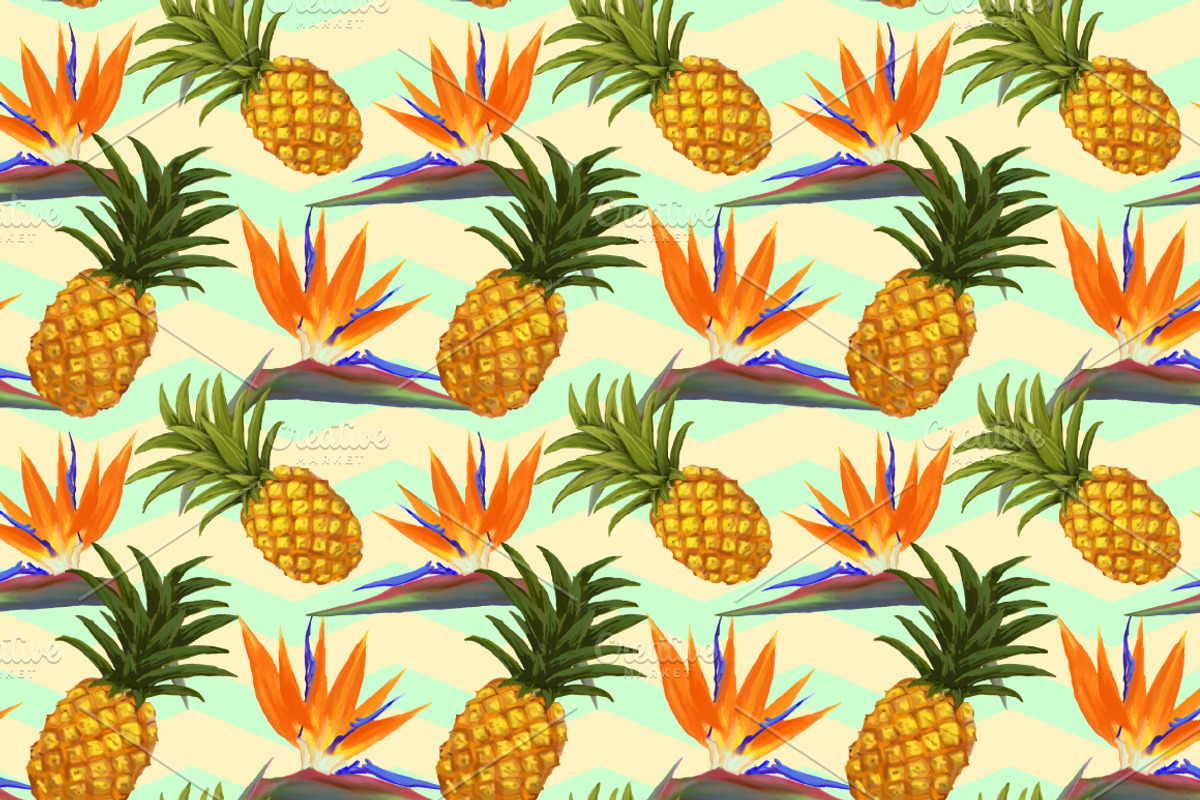 Pineapples patterns set. Hand drawn, a Pattern Graphic by Julia Bilenko (Photo 4 of 5)