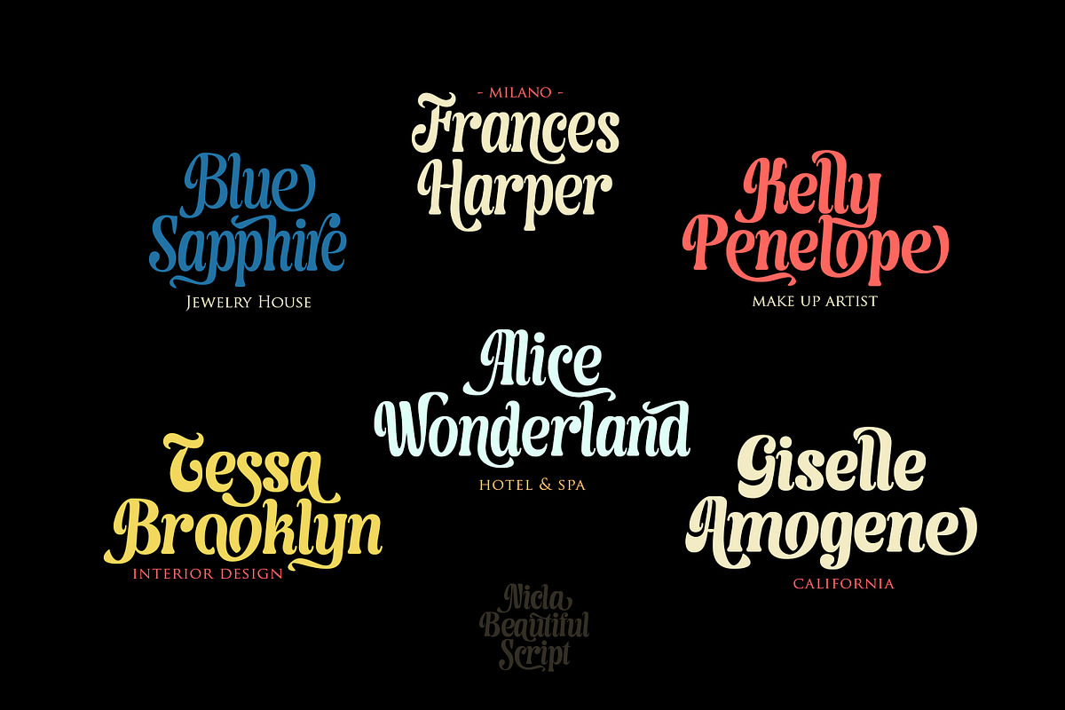 Nicla - Beautiful Script Family, a Script Font by madeDeduk (Photo 10 of 15)