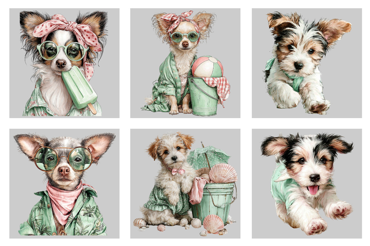 Whimsical Summer Dog Clipart, an Illustration by Black Bird Studio (Photo 3 of 5)
