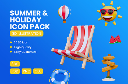 Holiday and Summer 3D Icons