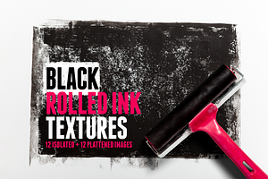 12 Black Rolled Ink Textures