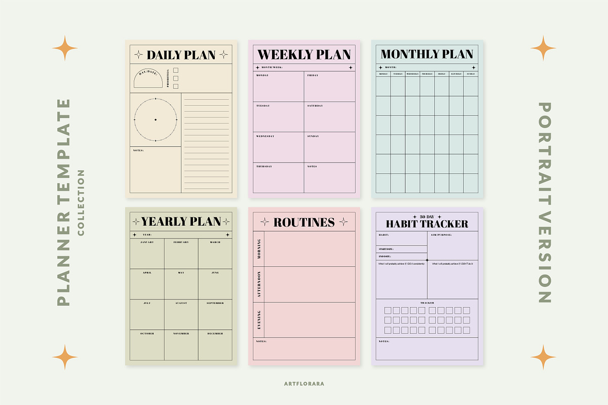 Daily, Project, Goal Planner Set, a Stationery Template by Artflorara (Photo 3 of 8)
