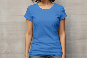 Blue Tshirt Mockup Female. Generate