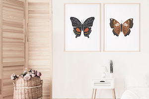 5 Boho Butterflies Clipart