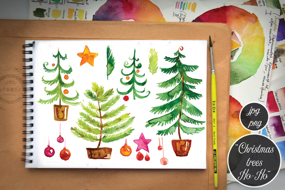 Christmas trees and decorations, a Decorative Illustration by Olesya Morokhovets (Photo 1 of 4)