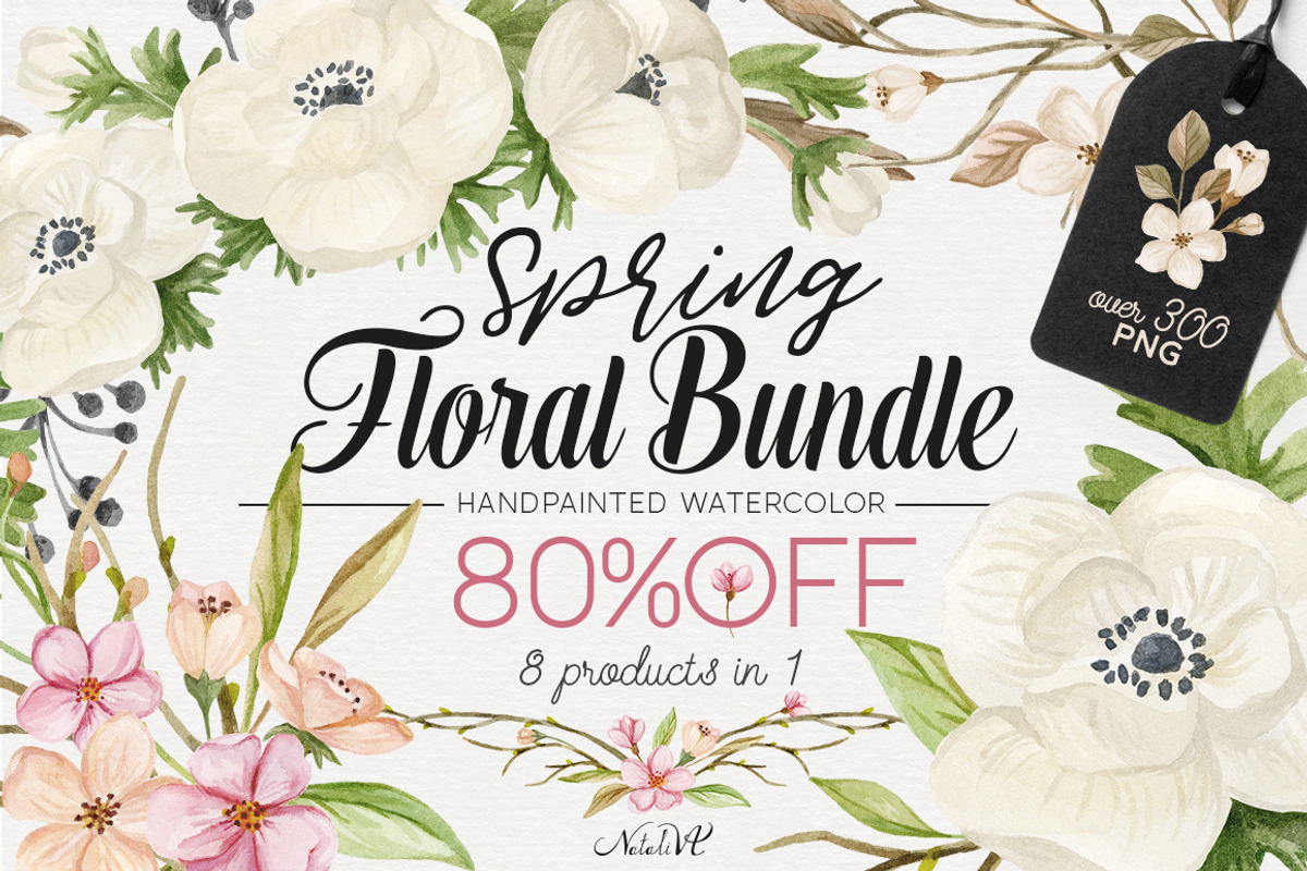 80% OFF Spring Floral Bundle, a Decorative Illustration by NataliVA (Photo 1 of 9)