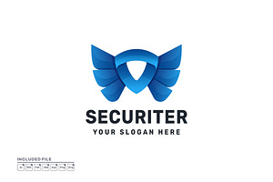 Shield Wings Gradient Colorful Logo, a Branding & Logo Template by yuanesei