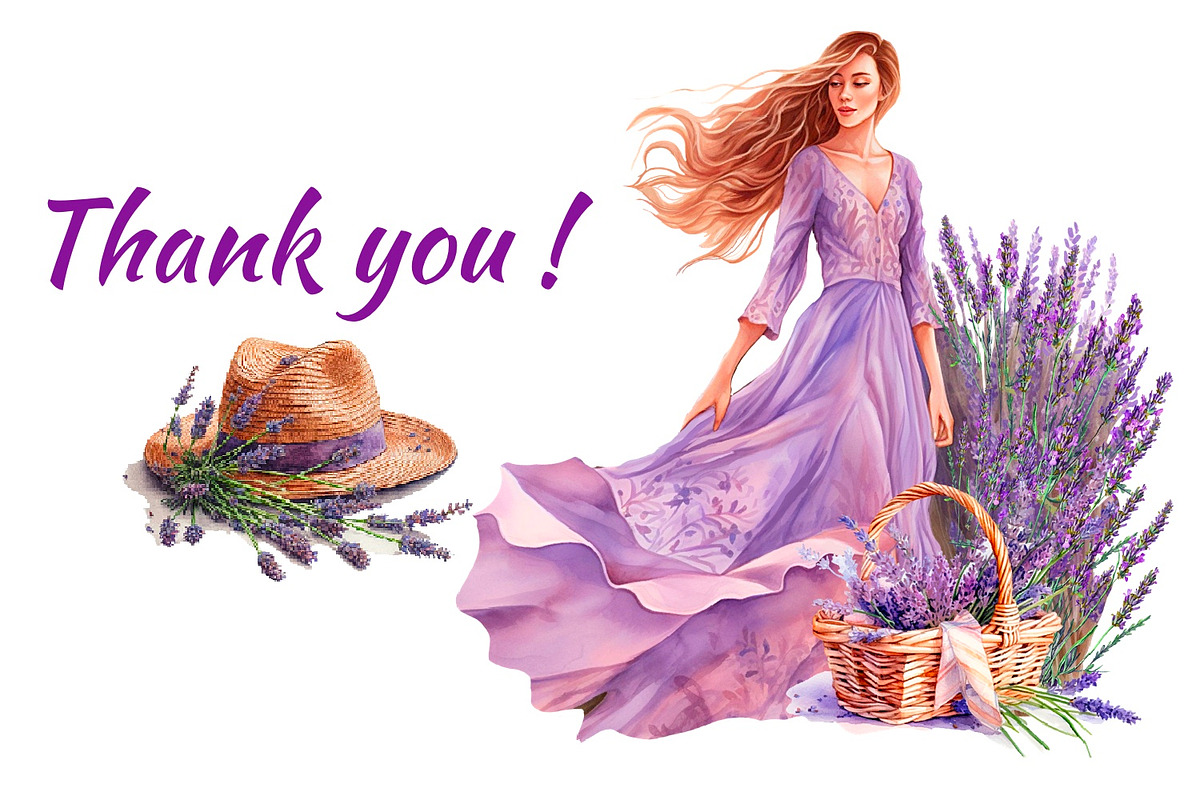 Lavender watercolor clipart, an Object Illustration by AkvarelRiver (Photo 8 of 8)
