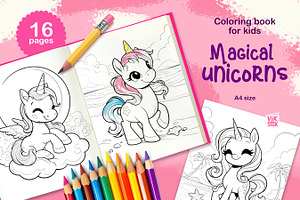 Magical Unicorns Coloring Pages