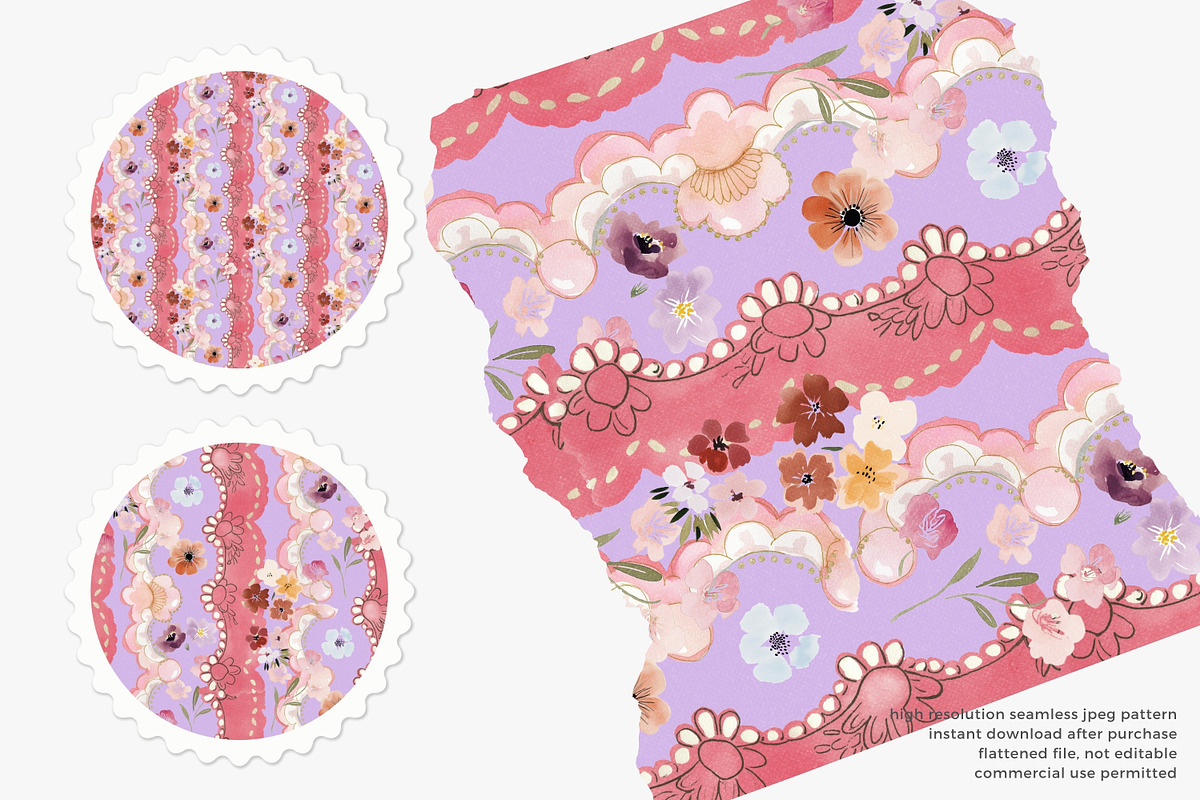 Boho scallop floral pattern, a Pattern Graphic by Pink Studio Art (Photo 2 of 4)