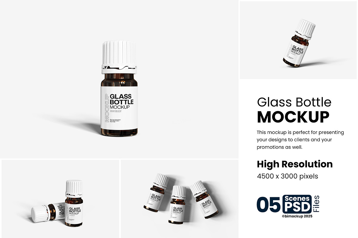 Glass Bottle Mockup, a Packaging Mockup by bimockup (Photo 1 of 6)