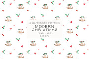 Watercolor Modern Christmas, a Seasonal Illustration by LeriaArt watercolor (Thumbnail 10 of 17)