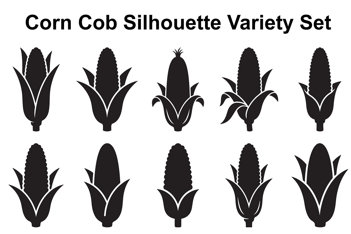 Fresh Corn Cob Silhouette Set, an Object Graphic by Designs_River (Photo 1 of 3)
