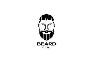 Cool Man Bearded And Hairstyle Logo