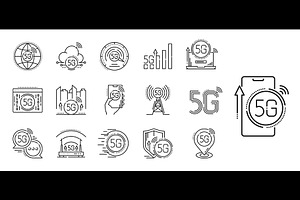 5g transmission technology icons, a Technology Illustration by Vector Tradition