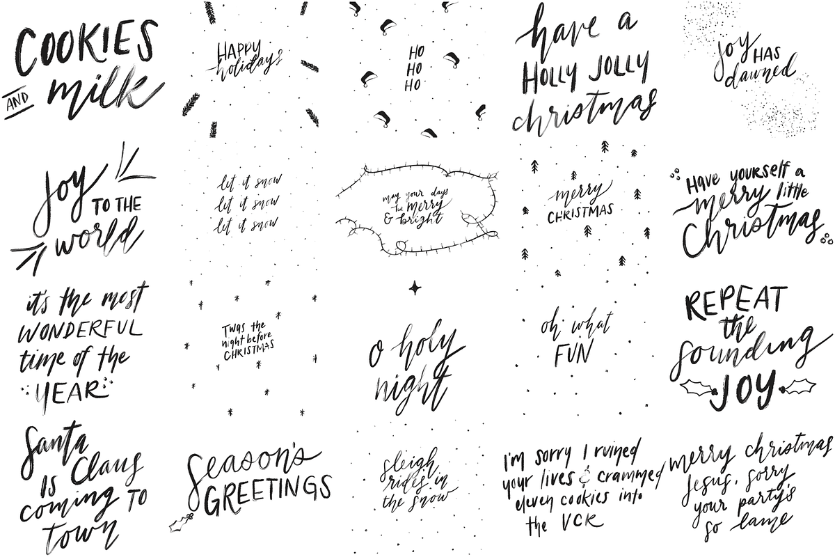 20 Minimalistic Holiday Phrases, an Illustration by Jessica Fadel Design (Photo 7 of 7)