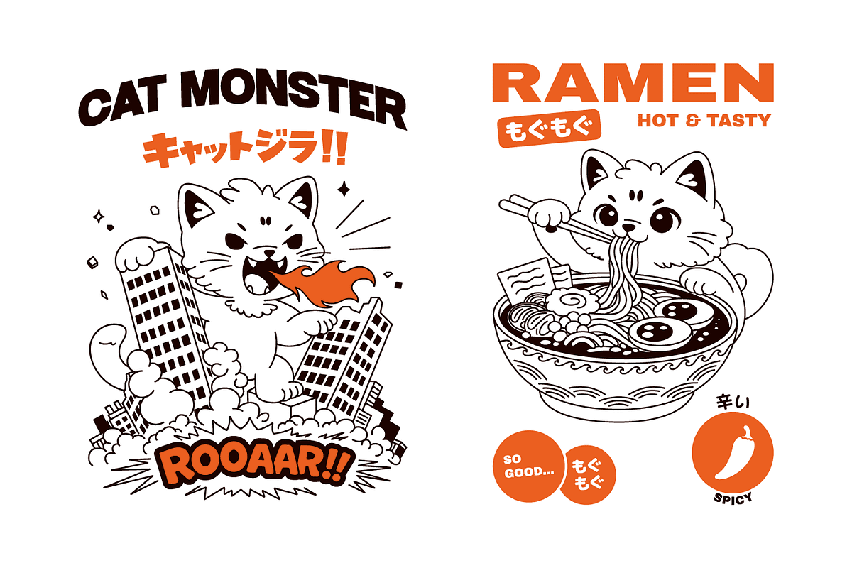 Kawaii Japan Vector Stickers, a Decorative Illustration by SergeyBitos (Photo 2 of 12)