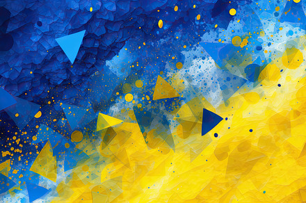 Vibrant Contrast of Blue and Yellow in Abstract Art Background with Geometric S, a Photo by AS photostudio