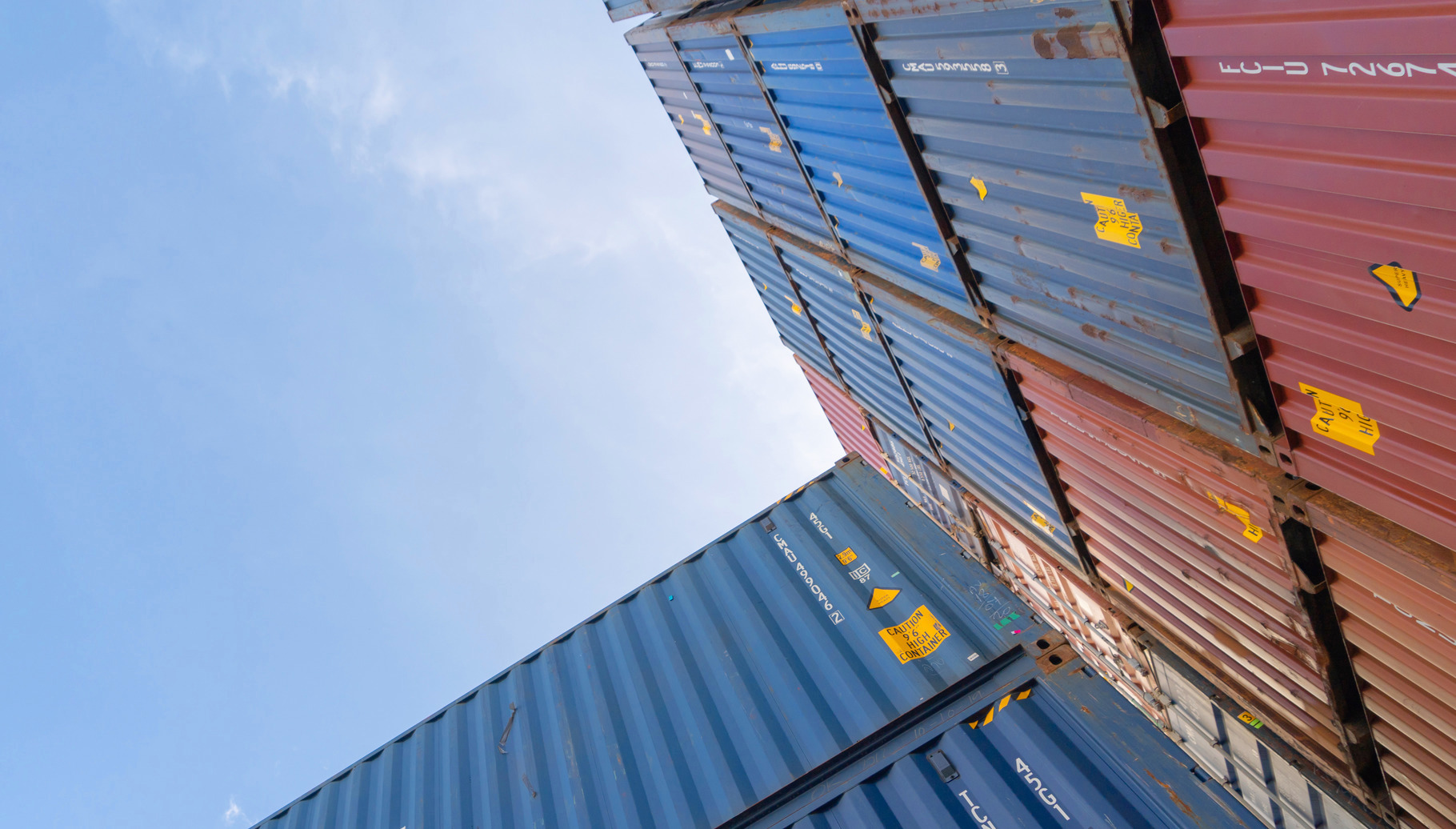 Shipping container site loading by crane in logistic port wareho, an ...