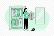Young Woman Preparing Work Outfit, a Person Illustration by Partikusi Design (Thumbnail 3 of 3)