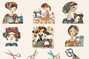SEAMSTRESS HEAVEN CLIPART PACK, a Person Illustration by Daring Digies (Thumbnail 3 of 8)