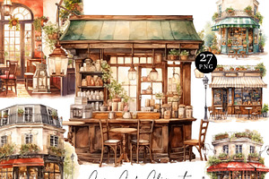 Watercolor Cozy Cafe Clip Art