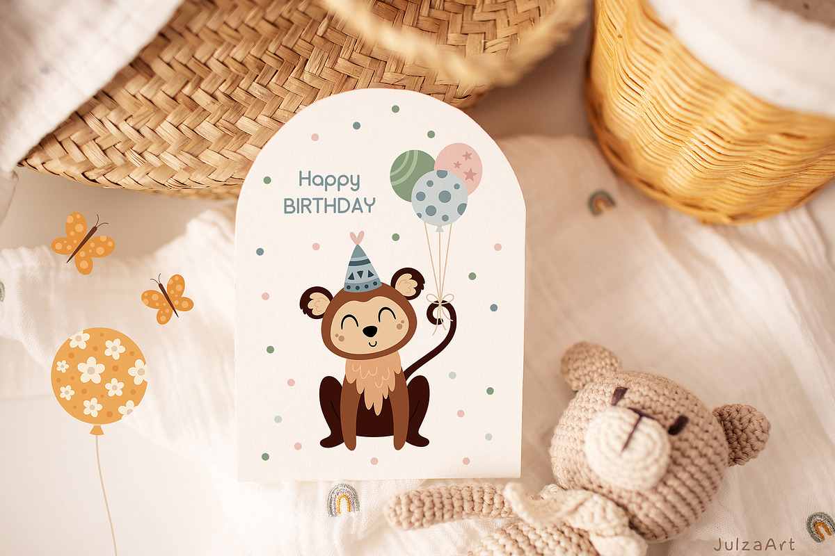 Safari birthday clipart, an Animal Illustration by JulzaArt (Photo 3 of 6)