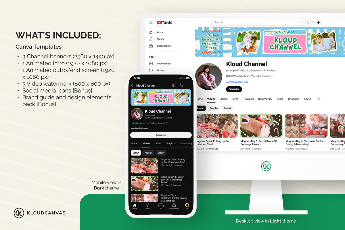 YouTube Branding Kit - Happy Doodle, a Social Media Template by KloudCanvas (Photo 2 of 7)