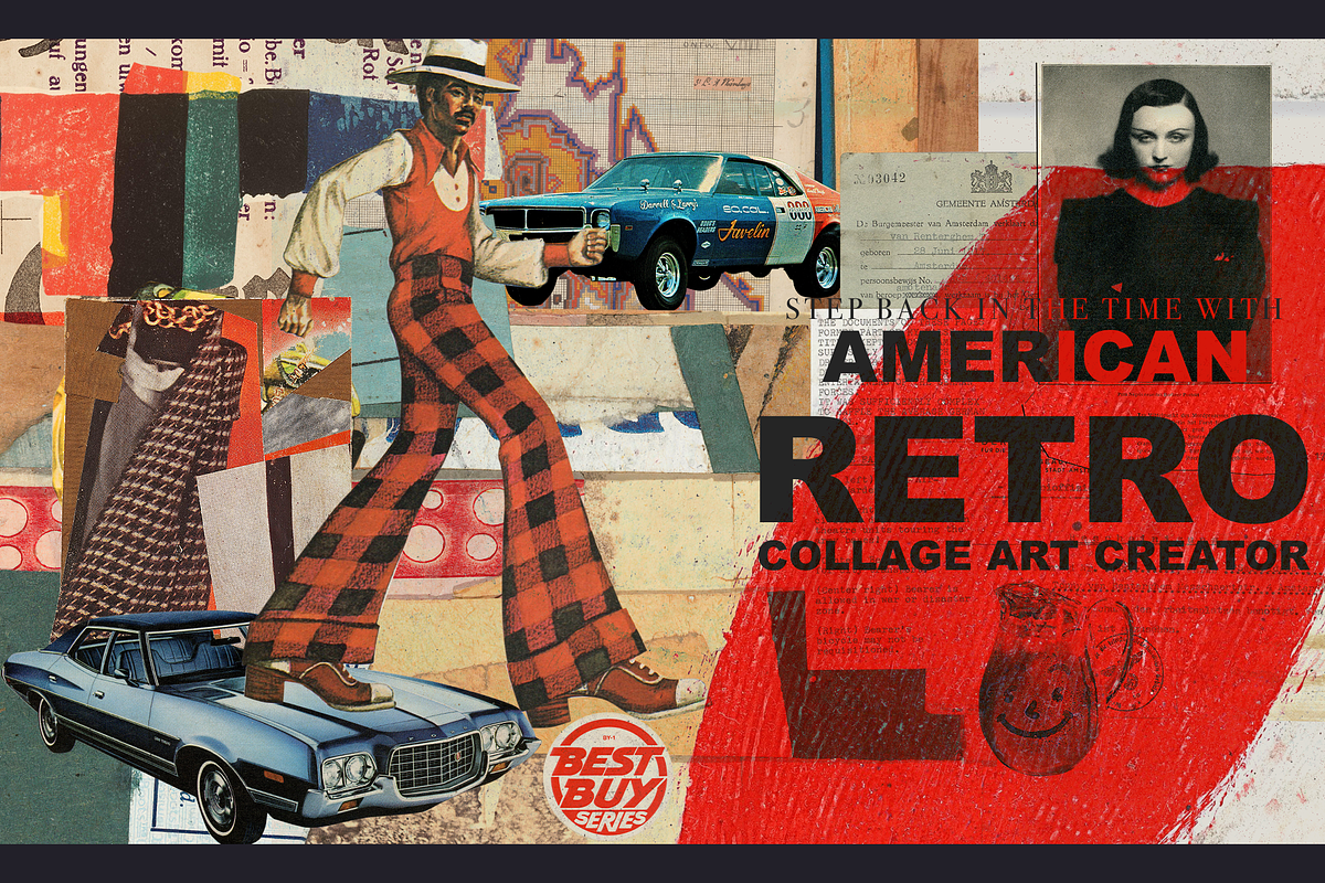 50% SALE!!! American Retro Collage C, an Object Graphic by Lilithcollageart (Photo 1 of 13)