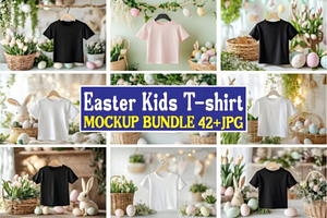 Easter Kids T-shirt Mockup Bundle 17, a Merchandise Mockup by Akrinity Digital