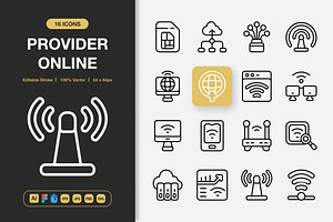 Provider Online Icons, an Outline Icon by Spacepixel Creative