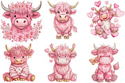 Whimsical Highland Cow Clipart, an Illustration by Designking (Thumbnail 3 of 5)