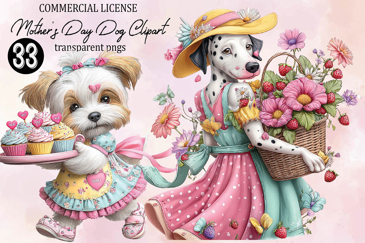 Whimsical Mother's Day Dog Clipart, an Animal Illustration by SVGArt (Photo 1 of 9)