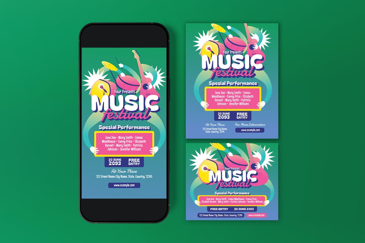 Green Music Festival Flyer Set preview 3