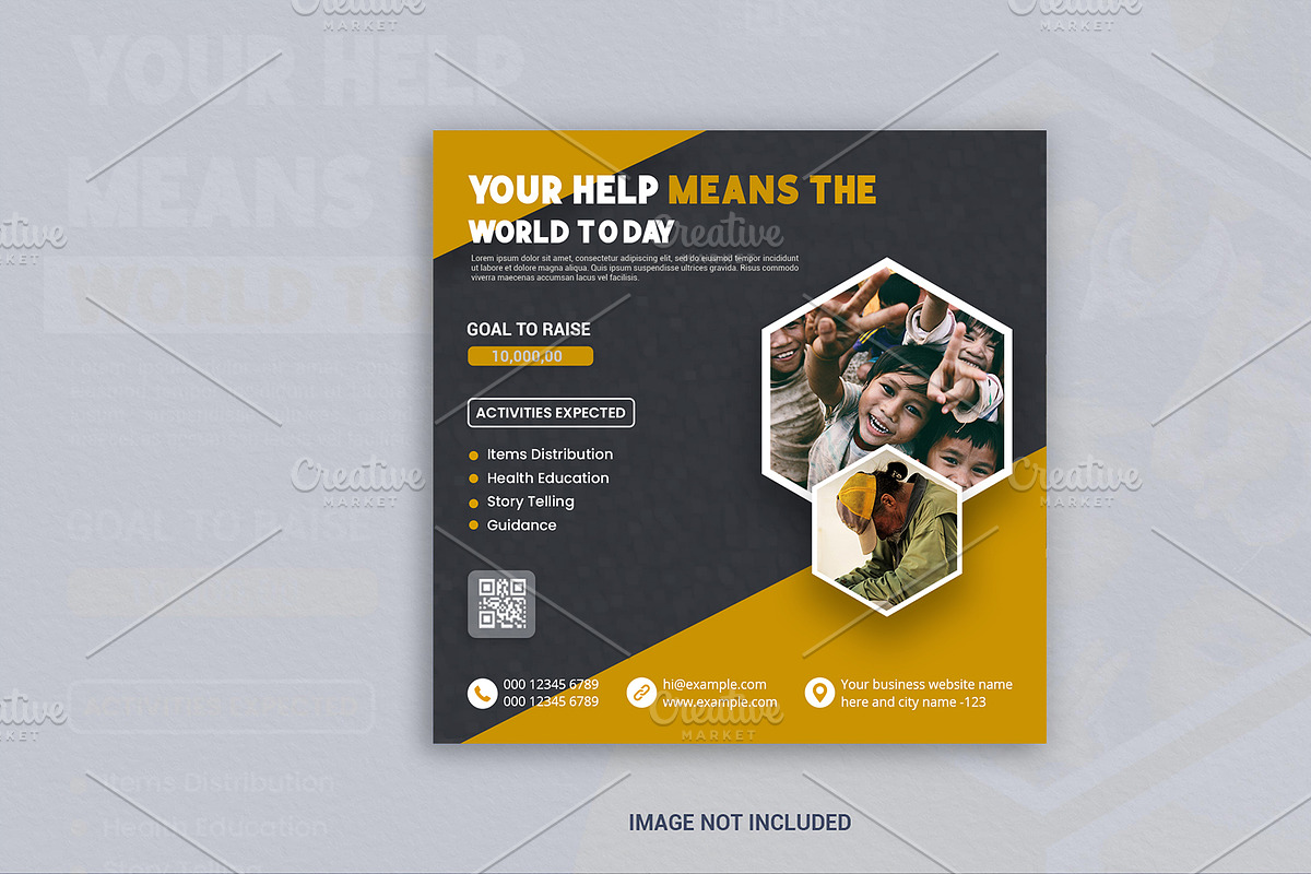 Charity social media post web banner, a Social Media Template by graphics city