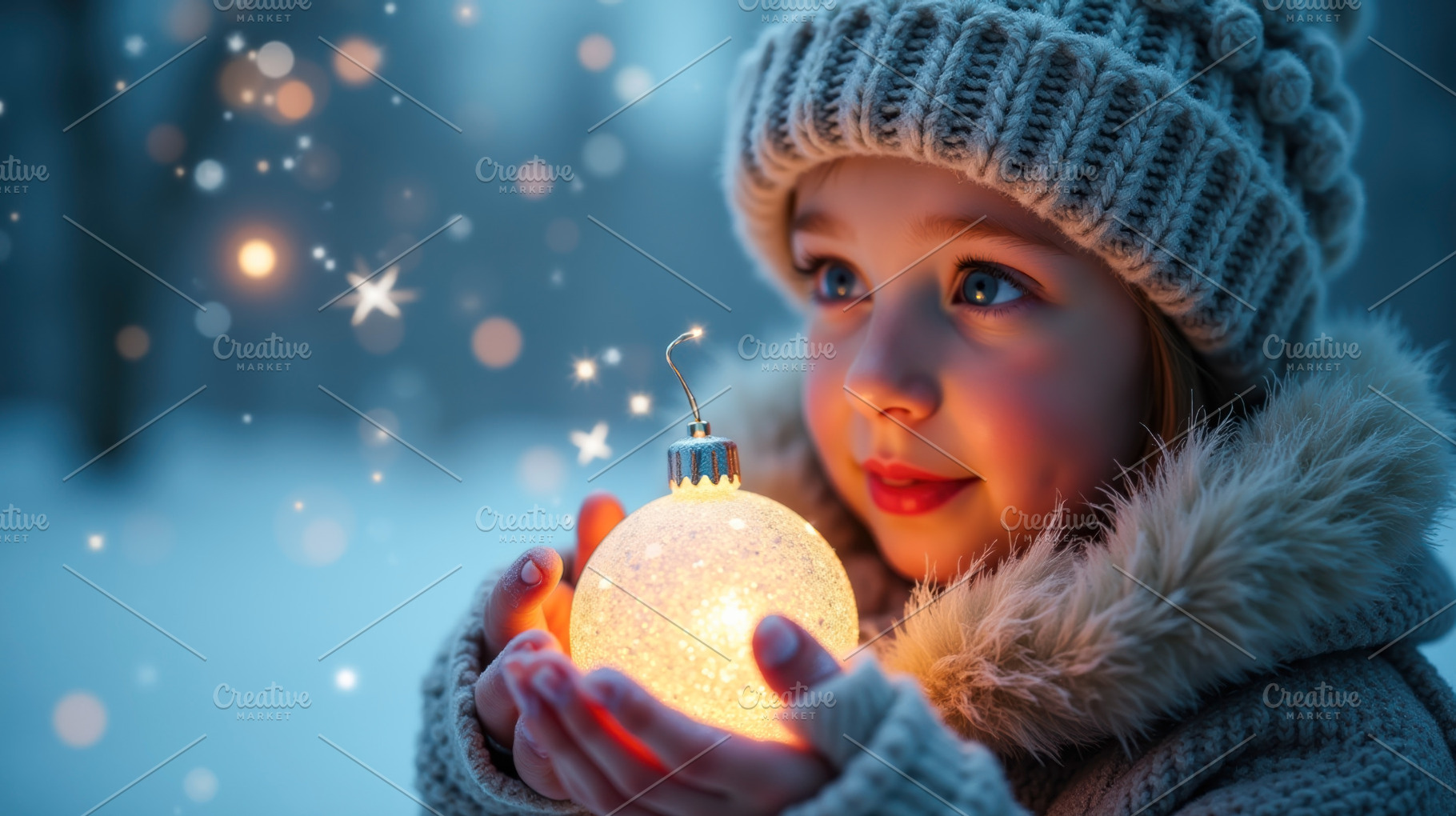 Little Girl Holding Lighted Christma, a Holiday Photo by angellodeco