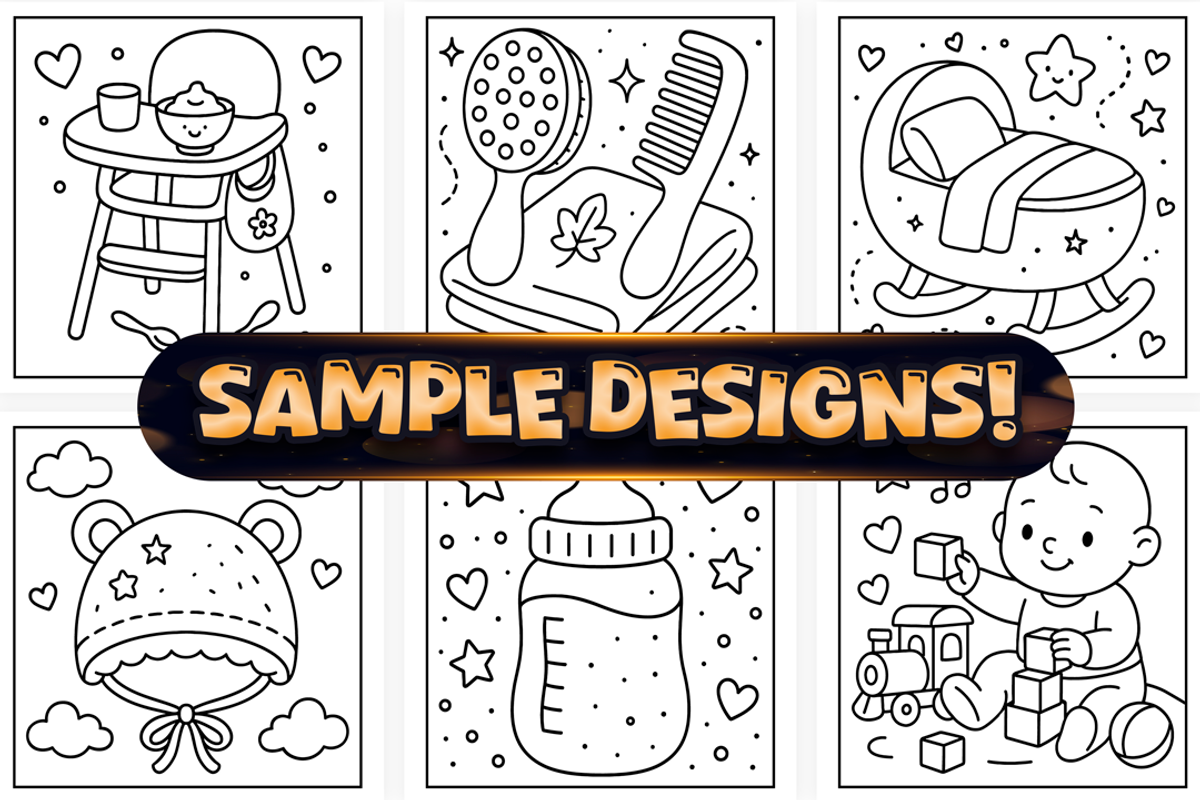 Easy Baby Shower Coloring Pages, a Seasonal Illustration by Craftsbeefy (Photo 2 of 4)