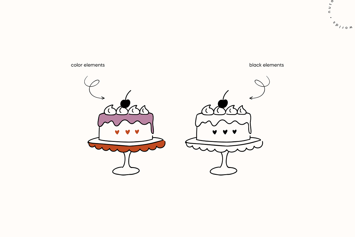 Birthday & Cakes Handmade Doodles, a Food Illustration by Nutalin Art (Photo 5 of 16)
