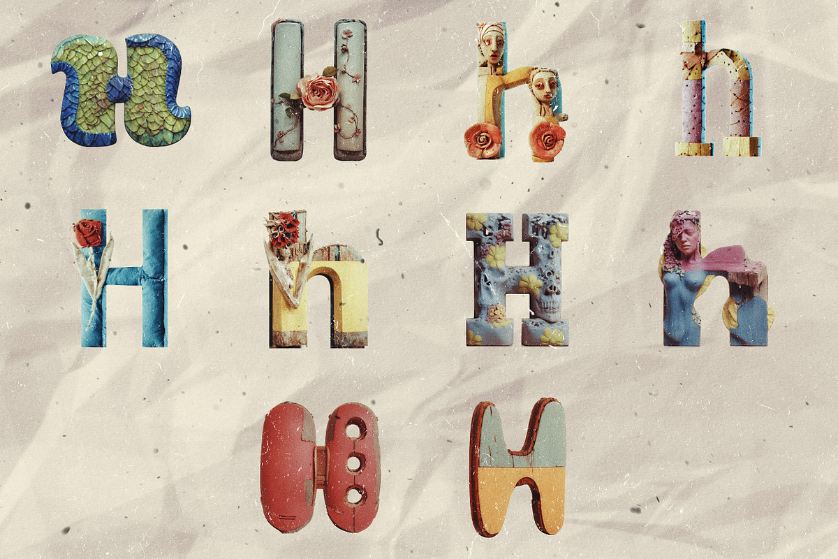 260 Stylized Alphabets (for collage), an Object Graphic by Megan Aili Designs (Photo 9 of 28)