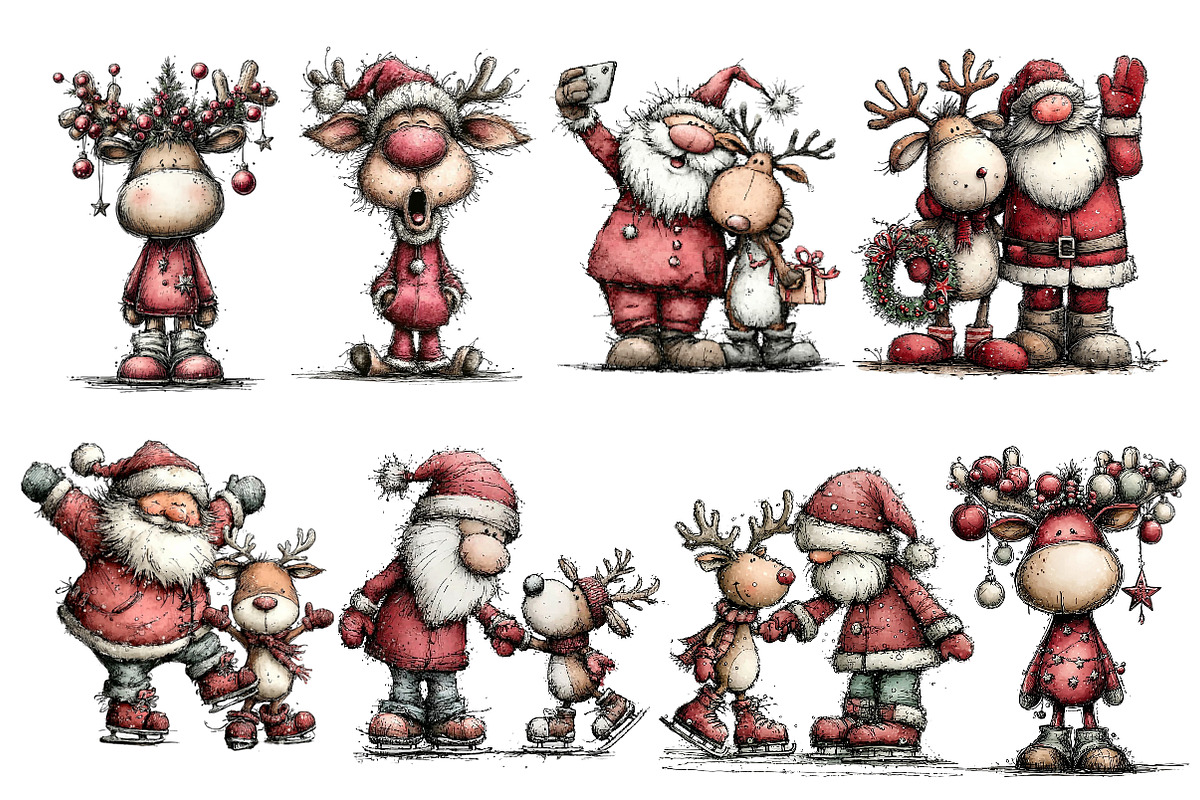 Funny Christmas Santa & Reindeer, an Illustration by Designworld (Photo 4 of 7)