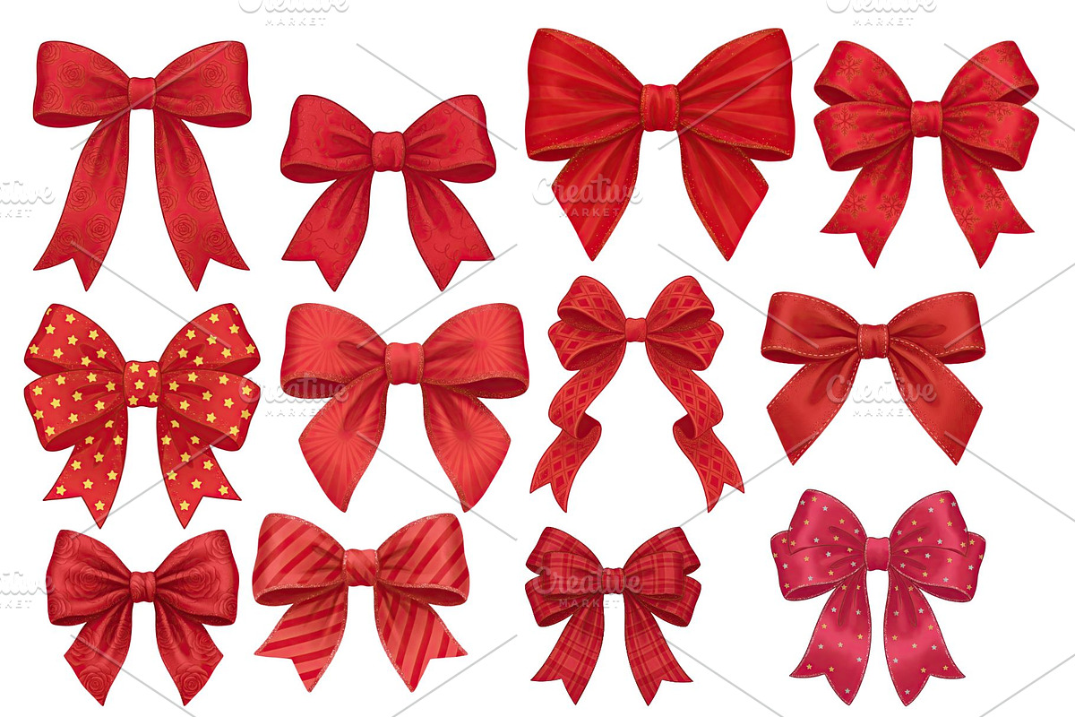 Red Textured Bows Mega Bundle, a Decorative Illustration by Stellalunarts (Photo 20 of 23)