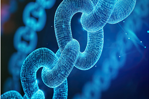 Interconnected Wireframe Chain Links, a Technology Illustration by Lermont51