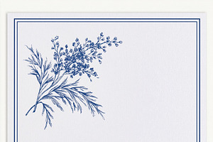 Blue floral botanical frame with vintage engraved wild plants de, an Illustration by Studio ANNA