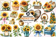 Sunflower Mother’s Day Clipart PNG, an Illustration by Canvas Craft (Thumbnail 1 of 3)