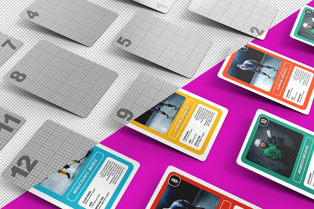 Trading Cards Mockup v3 - 8 views, an Advertising Mockup by Illusiongraphic (Photo 11 of 18)