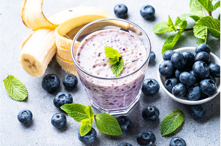 Blueberry smoothie or milkshake with, a Food & Drink Photo by Nadia-nb