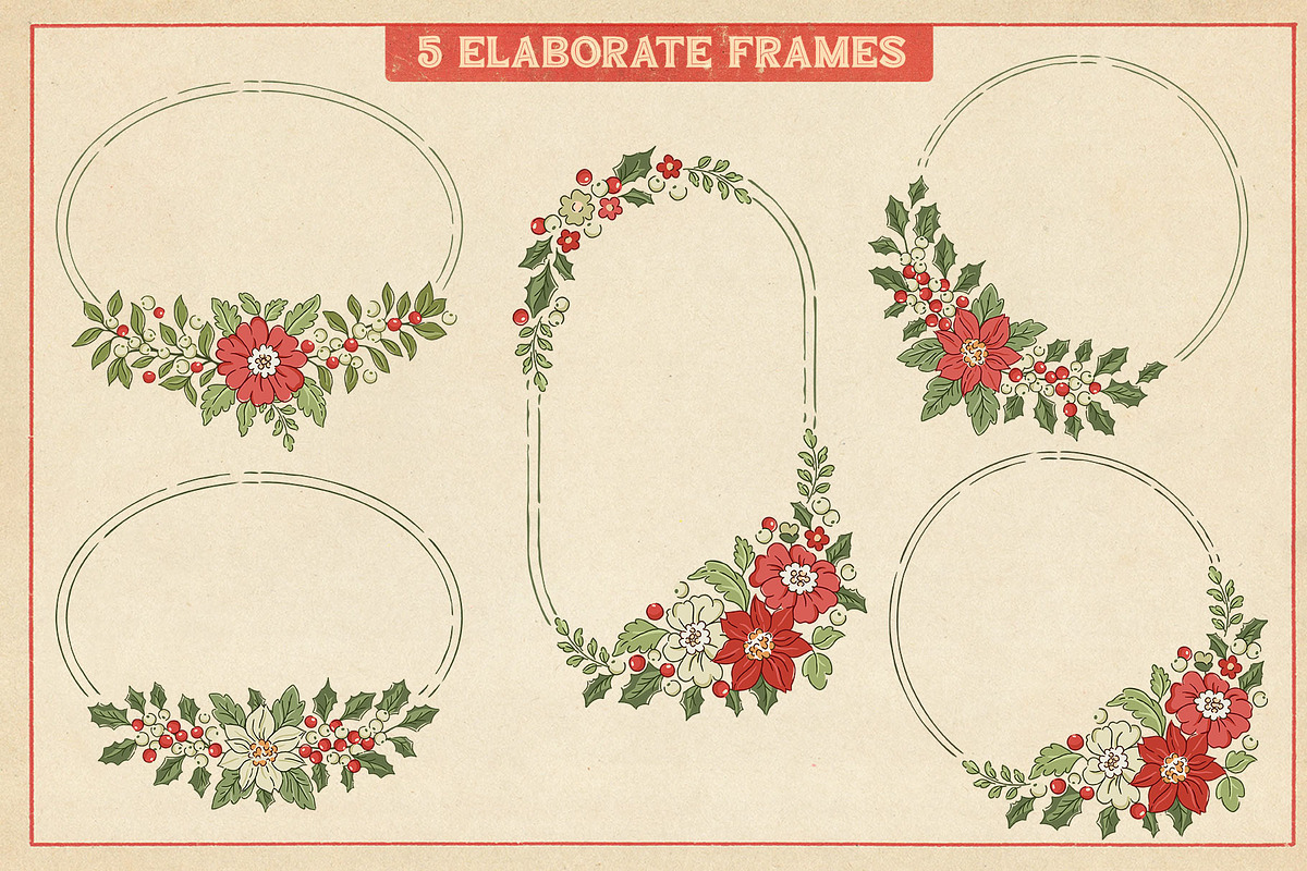 Vintage Christmas Clipart & Patterns, a Pattern Graphic by PATTERNS etc. (Photo 13 of 15)