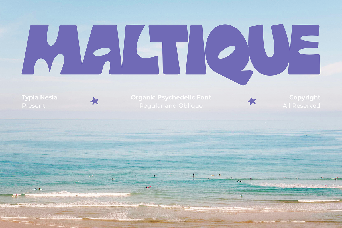 Maltique - Psychedelic Retro Font, a Sans Serif Font by Typia Nesia (Photo 1 of 11)