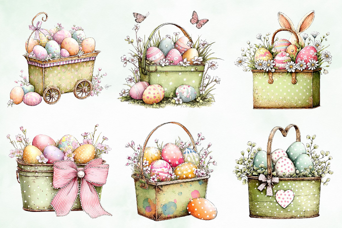 Whimsical Easter Basket Png Clipart, an Illustration by Creative Art (Photo 2 of 8)